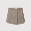 Jupe taille haute doubl&eacute;e marron femme