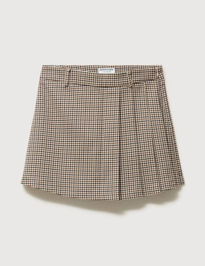 Jupe taille haute doubl&eacute;e marron femme