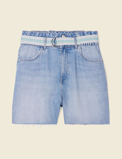 Short straight en jean denim used femme