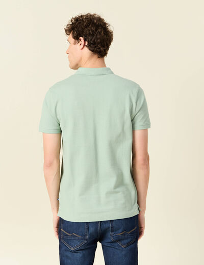 Polo cintr&eacute; en coton manches courtes vert homme
