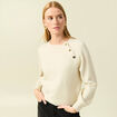 Pull manches longues col rond jaune femme