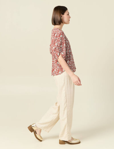 Blouse manches courtes bleu gris femme