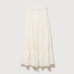 Jupe longue &eacute;vas&eacute;e en coton doubl&eacute;e ecru femme