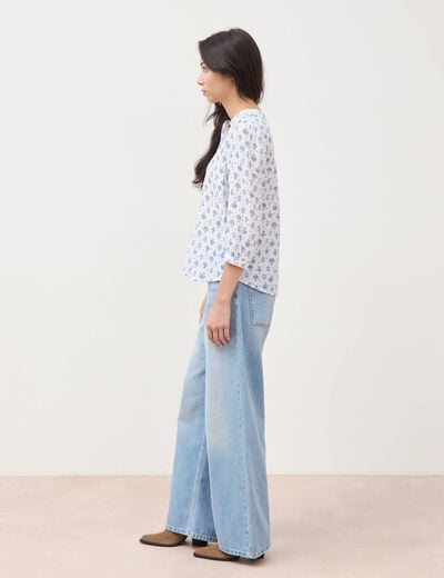 Chemise &agrave; manches longues bleu femme