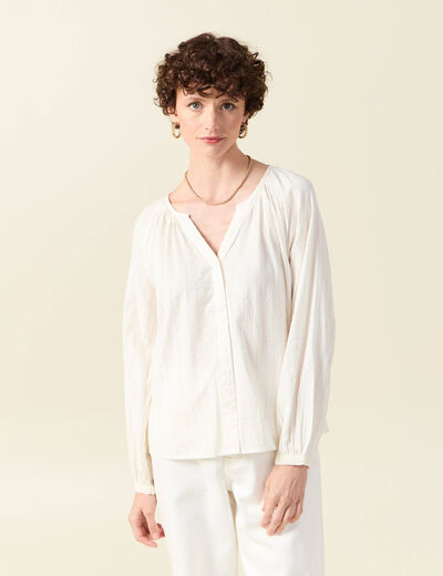 Blouse manches longues ecru femme