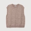 Pull droit court sans manches col rond marron clair femme