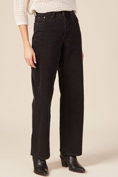 Jeans dad taille haute denim noir femme