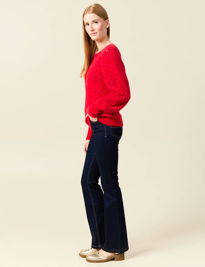 Pull manches longues rouge femme
