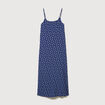 Robe longue fines bretelles col rond bleu marine femme