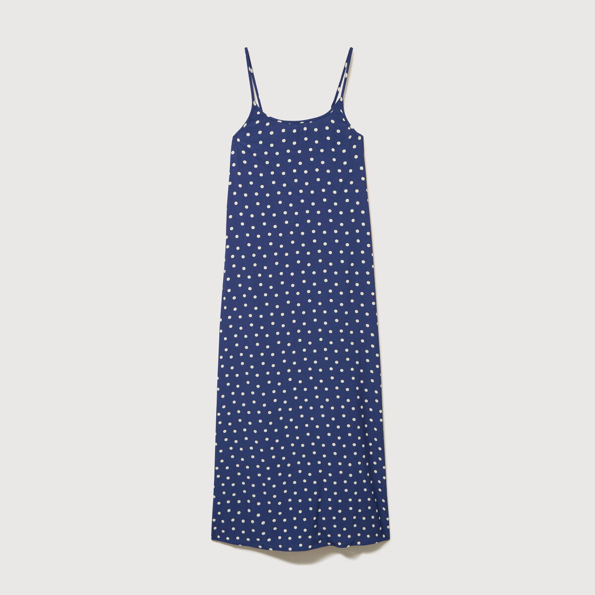 Robe longue fines bretelles col rond bleu marine femme