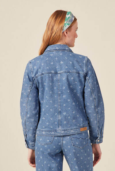 Veste boutonnée denim bleach femme