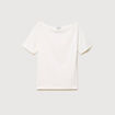 T-shirt ajust&eacute; manches courtes ecru femme