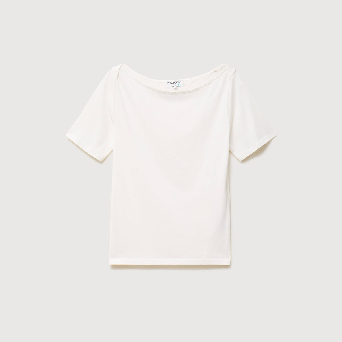 T-shirt ajust&eacute; manches courtes ecru femme