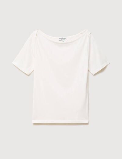 T-shirt ajust&eacute; manches courtes ecru femme