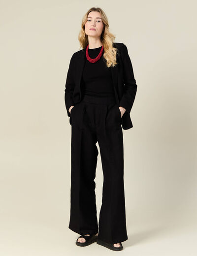 Pantalon large fluide noir femme