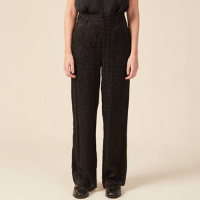 Pantalon large satin noir femme