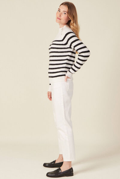 Pull manches longues ecru femme