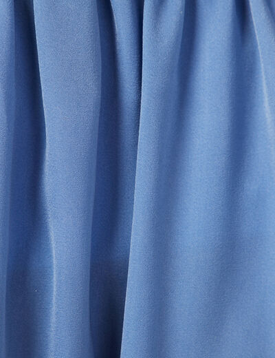 Jupe longue évasée satin bleu femme