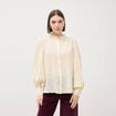 Chemise manches longues en coton creme femme