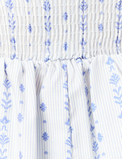 Top col droit à bretelles en coton bleu clair femme