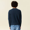 Pull manches longues col rond bleu marine homme