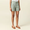 Short droit avec pinces vert kaki femme