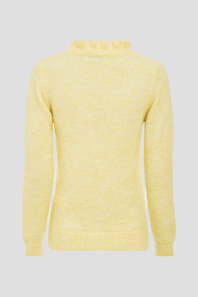 Pull manches longues jaune moutarde femme