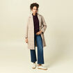 Pull col roul&eacute; manches longues prune femme