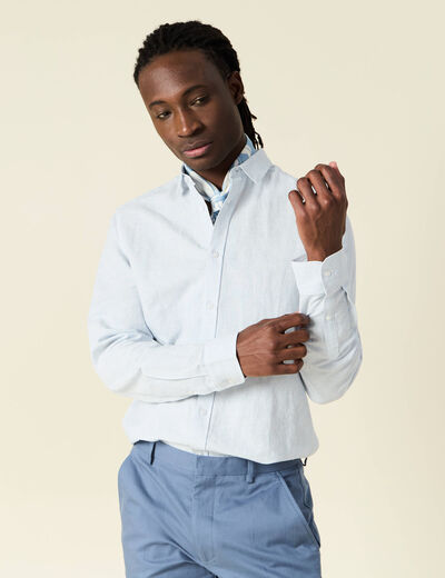 Chemise manches longues bleu ciel homme