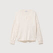 Pull droit col v manches longues creme femme