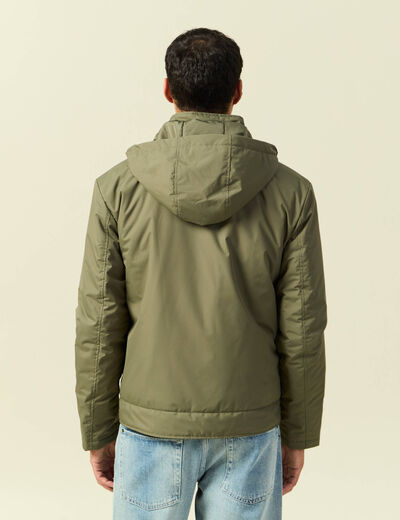 Blouson capuche doublure vert kaki homme