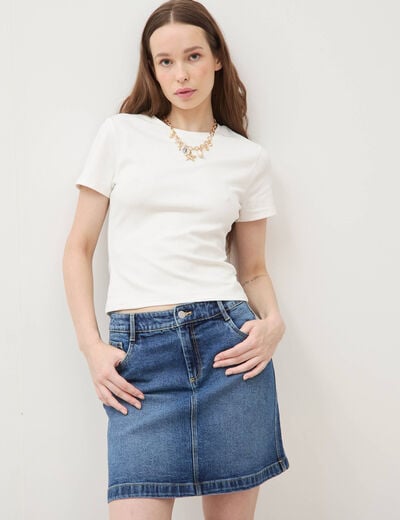 Mini-jupe en jeans bleu gris femme