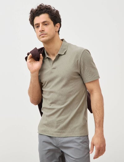 Polo manches courtes vert kaki homme