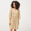 Robe fluide col v manches courtes vert femme