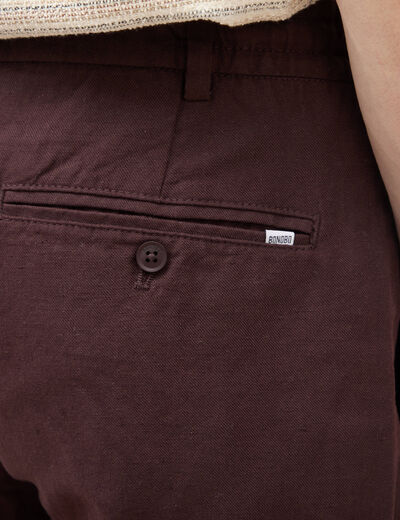 Chino coupe droite longueur 32 marron fonc&eacute; homme