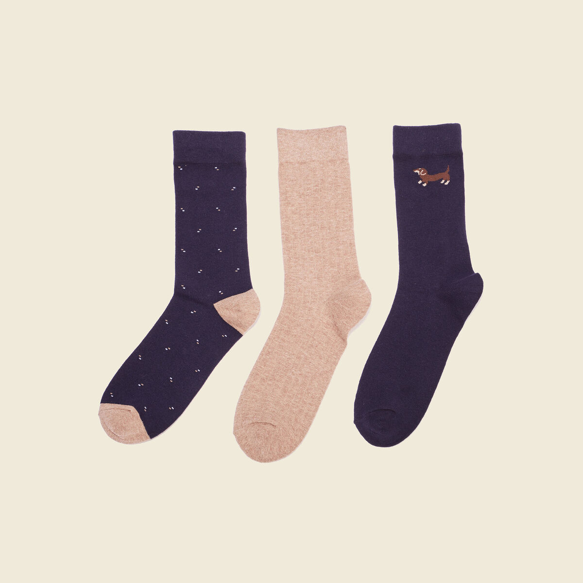 Lot 3 paires chaussettes bleu marine homme