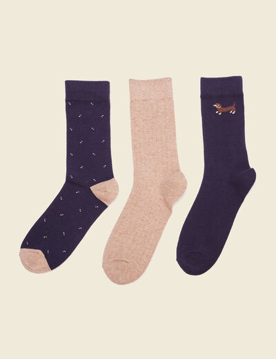 Lot 3 paires chaussettes bleu marine homme