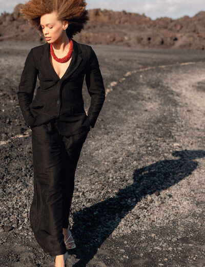 Veste blazer manches longues noir femme