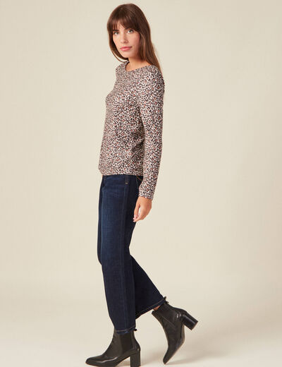 T-shirt manches longues marron clair femme