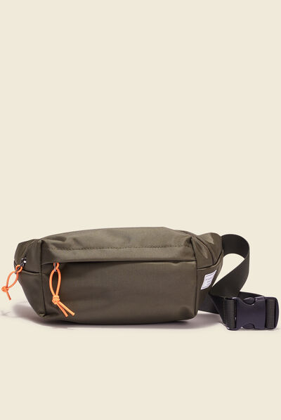 Sac banane zippé vert kaki homme