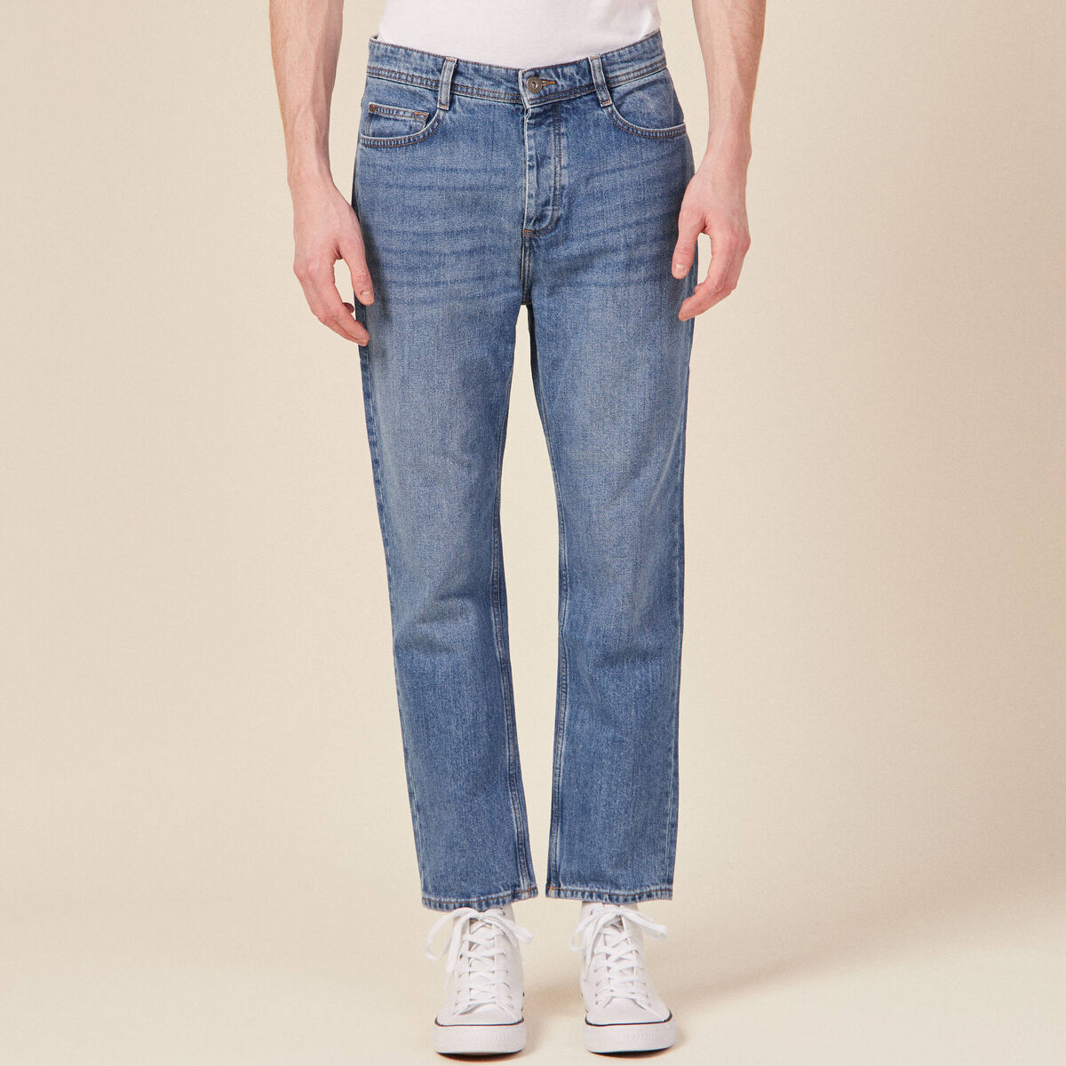 Jeans straight tapered denim used homme