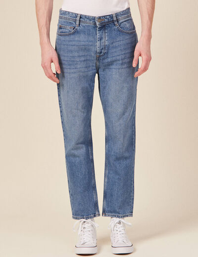 Jeans straight tapered denim used homme