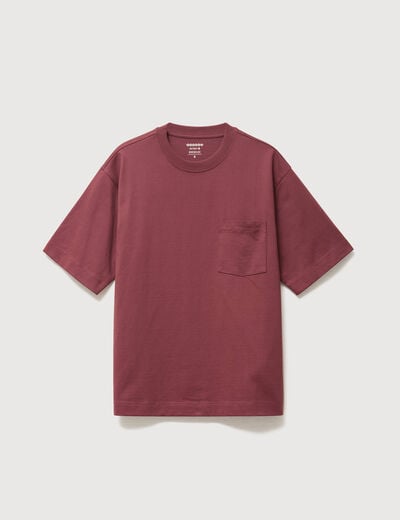 T-shirt droit en coton col ras du cou vieux rose homme
