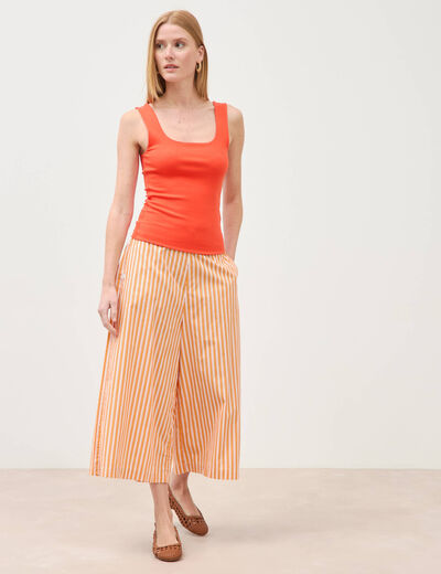 D&eacute;bardeur ajust&eacute; col carr&eacute; orange fonc&eacute; femme