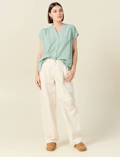 Chemise manches courtes vert pastel femme