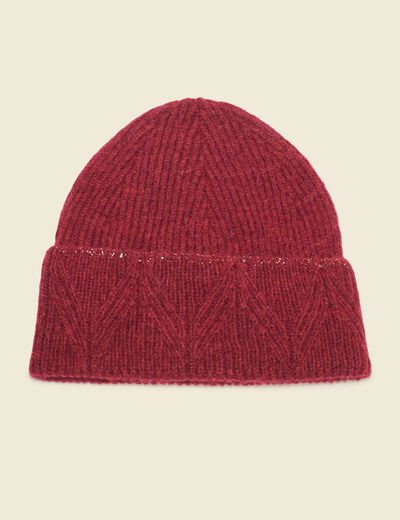 Bonnet fabriqué en France rouge foncé femme