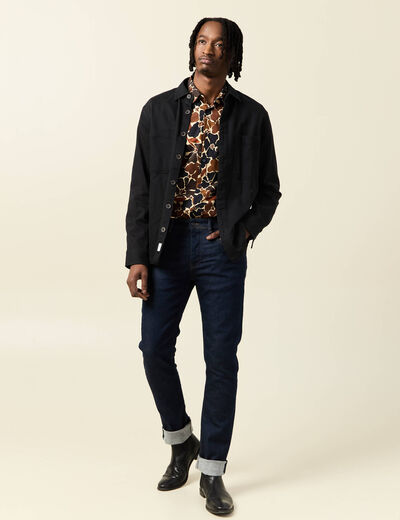 Chemise manches longues marron homme