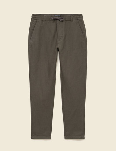 Chino coupe droite longueur 32 vert fonc&eacute; homme
