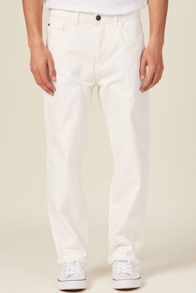 Jeans relaxed 5 poches denim blanc homme