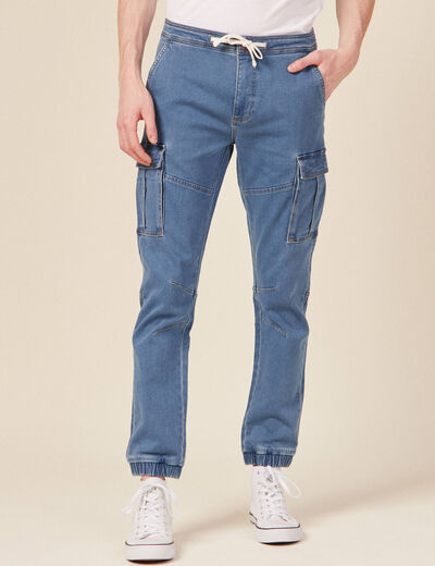 Jeans battle à coulisse denim used homme
